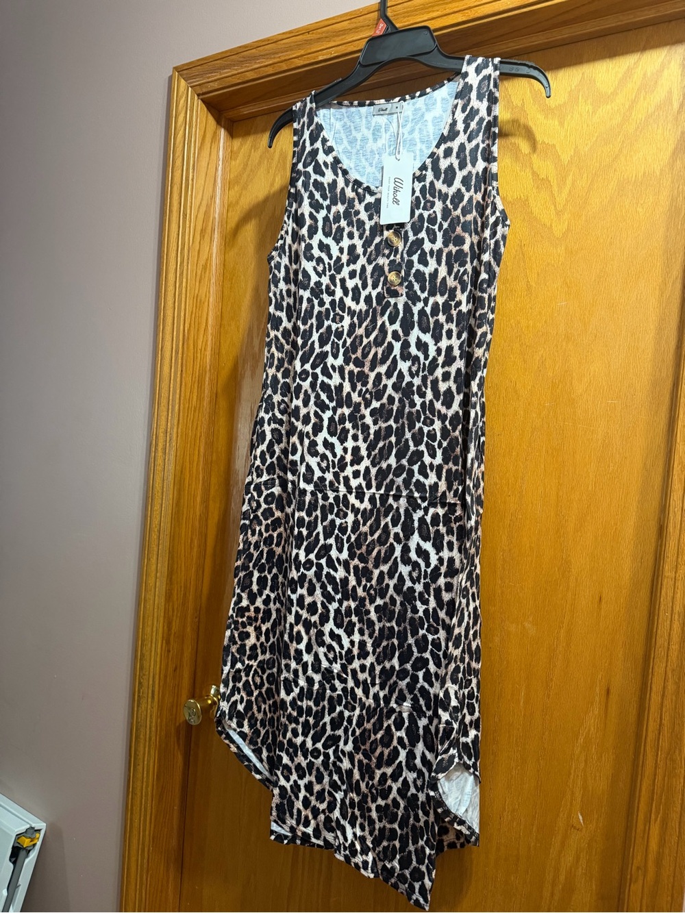 Leopard Print Women's Dress - Black & Cream